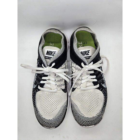 Nike Free 4.0 Flyknit Shoes Men's 8.5 White Black Oreo Running Athletic Sneakers - Picture 3 of 8